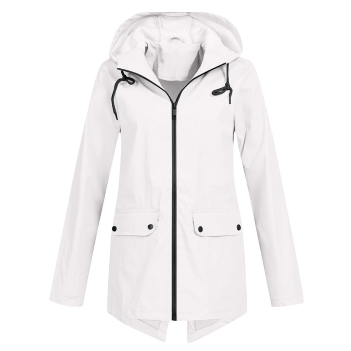 Waterproof Women's Mid-Length Jacket with Zipper