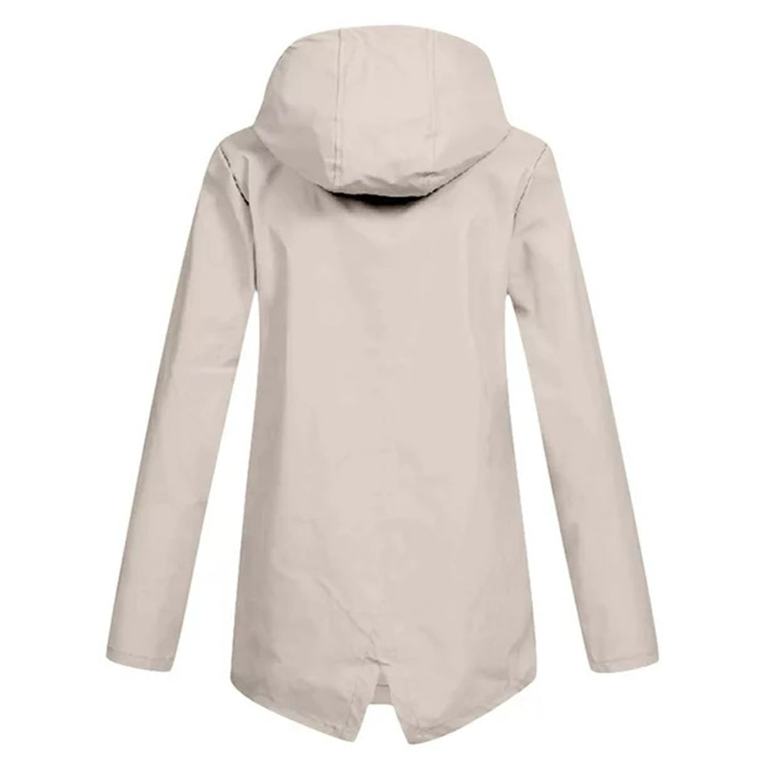 Waterproof Women's Mid-Length Jacket with Zipper