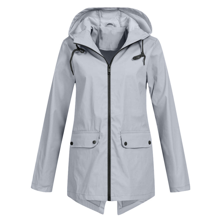 Waterproof Women's Mid-Length Jacket with Zipper