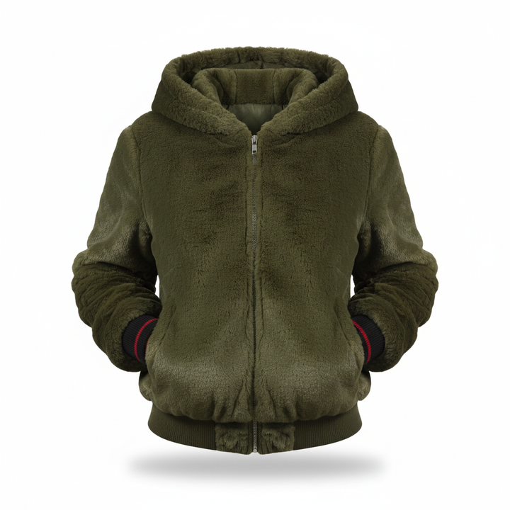 Fluffy Hooded Cardigan - Christina