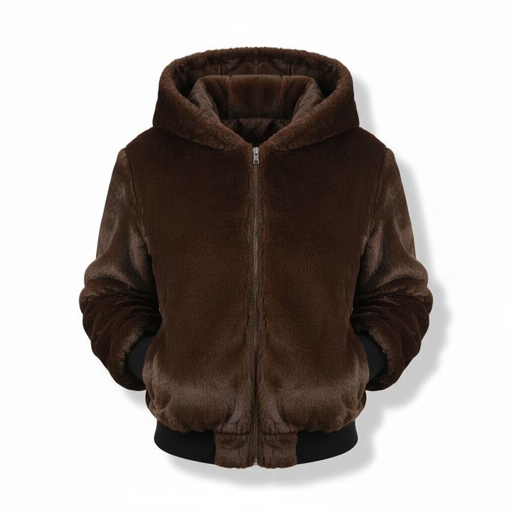 Fluffy Hooded Cardigan - Christina