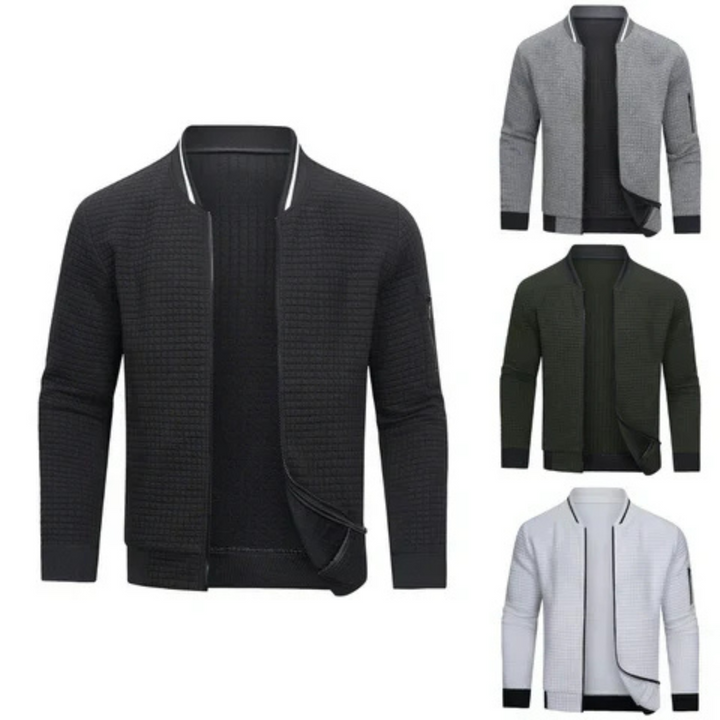 Structured Quilted Diamond Cardigan with Full-Length Zip - Mitchell