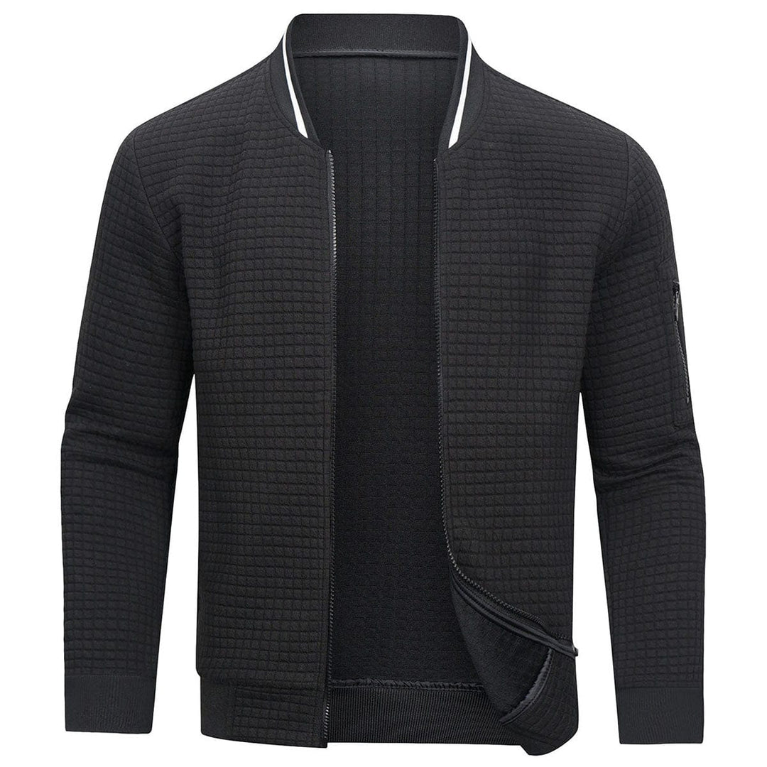 Structured Quilted Diamond Cardigan with Full-Length Zip - Mitchell