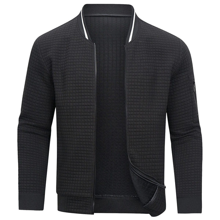 Structured Quilted Diamond Cardigan with Full-Length Zip - Mitchell