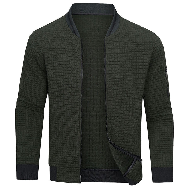 Structured Quilted Diamond Cardigan with Full-Length Zip - Mitchell