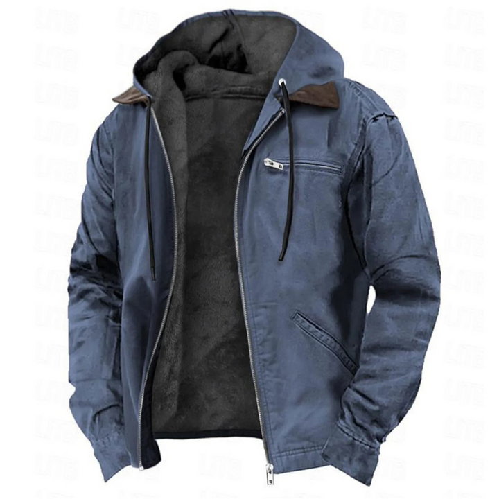 Men's Winter Jacket with Detachable Hood – Warm Jacket with Full-Length Zip