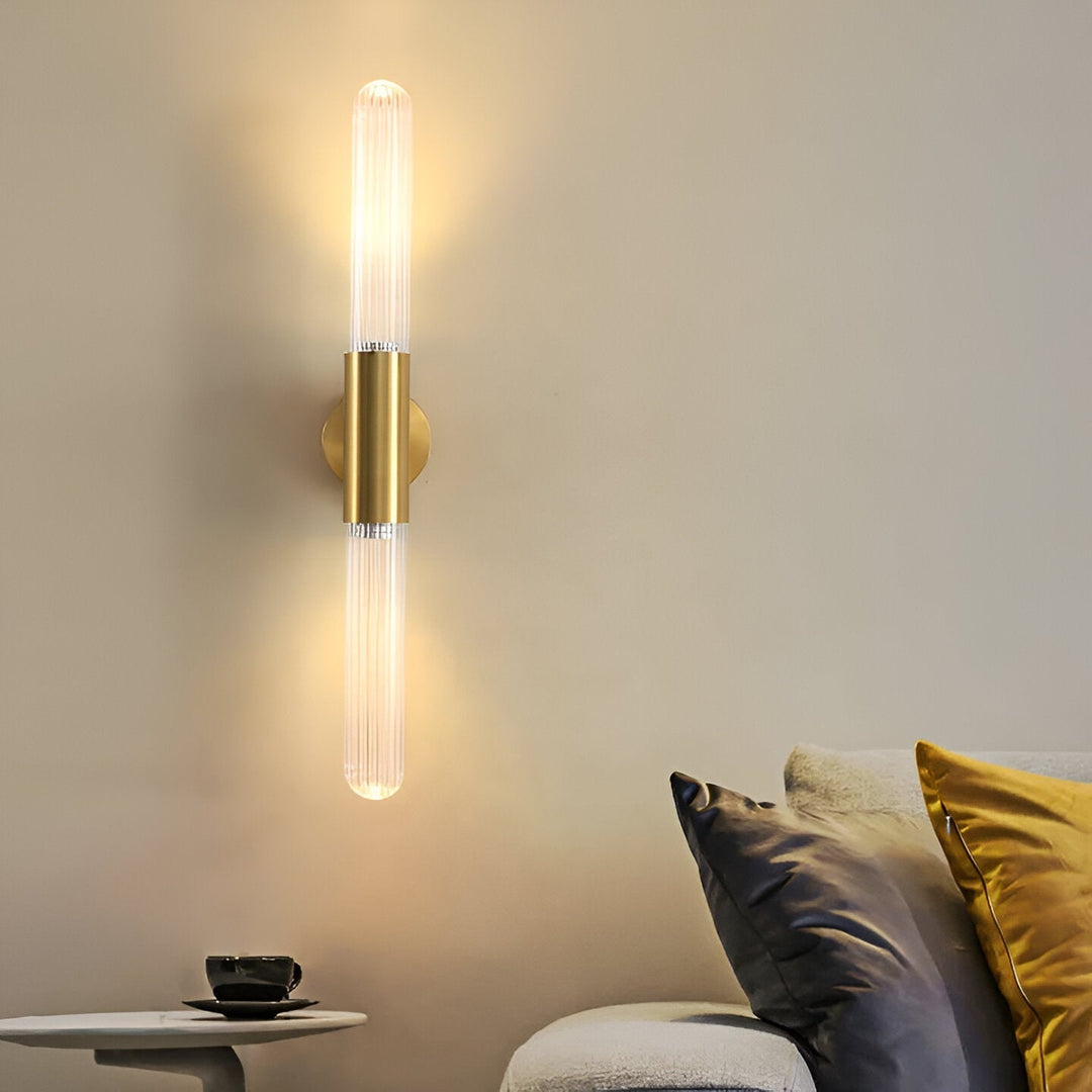 Nordic Water-Wave Glass Wall Light in Brass, 1-Light LED