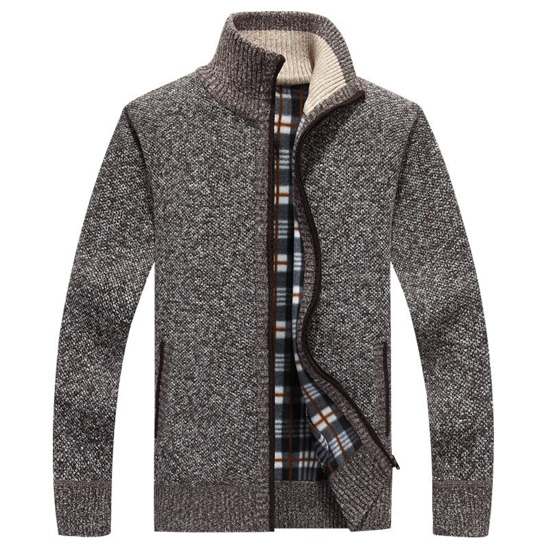 Lined Zip-Up Knitted Cardigan for Men - Victor