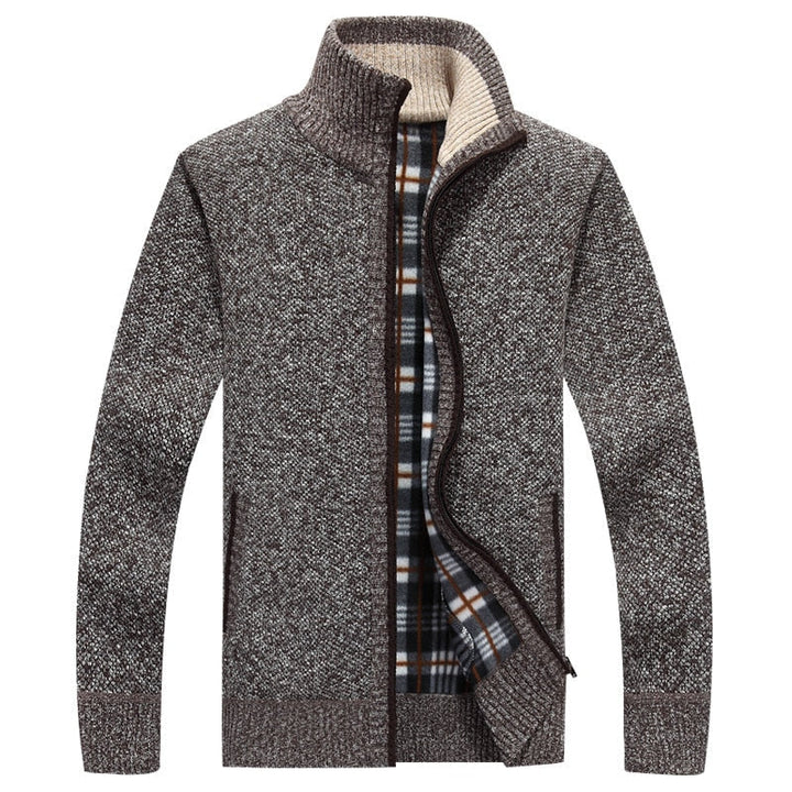 Lined Zip-Up Knitted Cardigan for Men - Victor