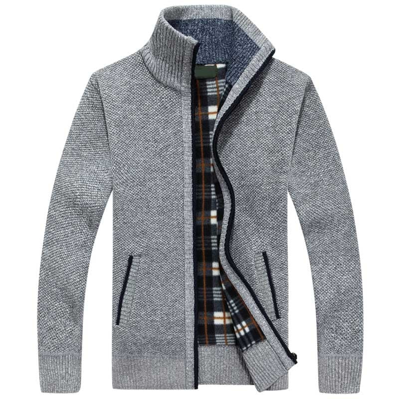 Lined Zip-Up Knitted Cardigan for Men - Victor