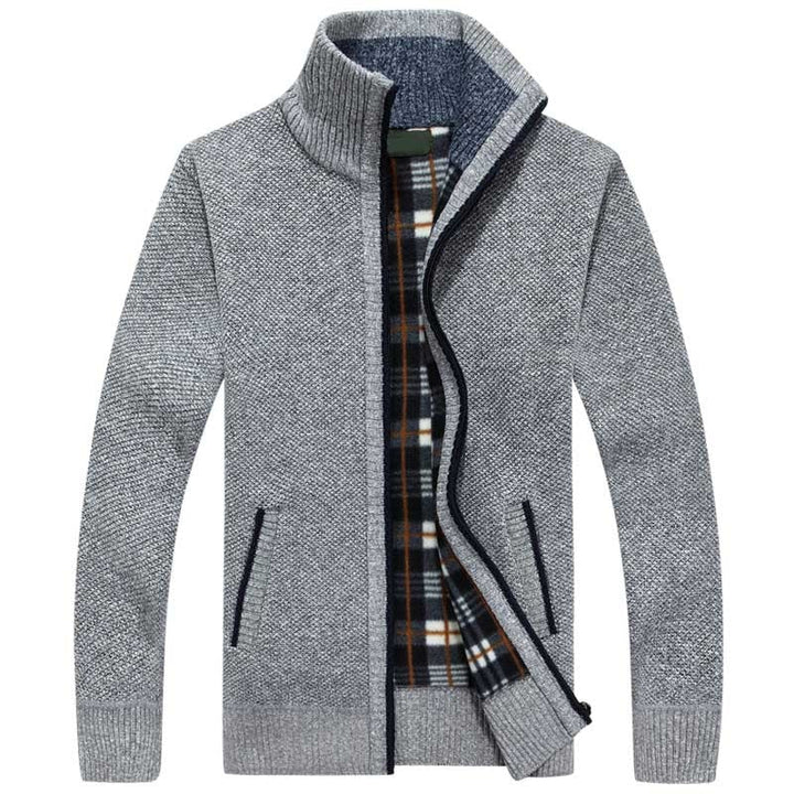 Lined Zip-Up Knitted Cardigan for Men - Victor
