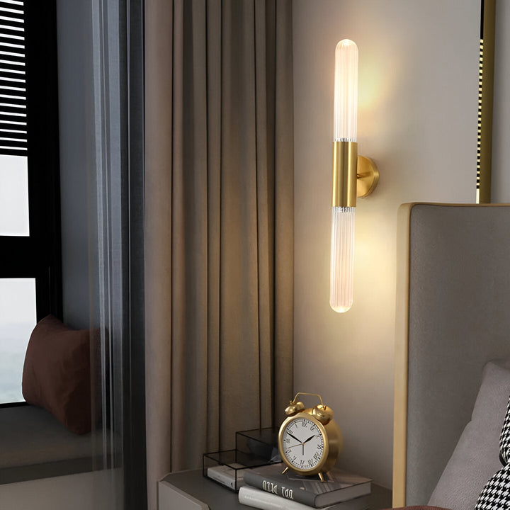 Nordic Water-Wave Glass Wall Light in Brass, 1-Light LED
