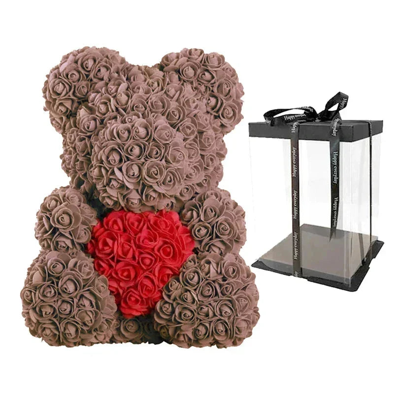 VivaBloom Romantic Rose Bear | Elegant Handmade Rose Bear for Loving Moments