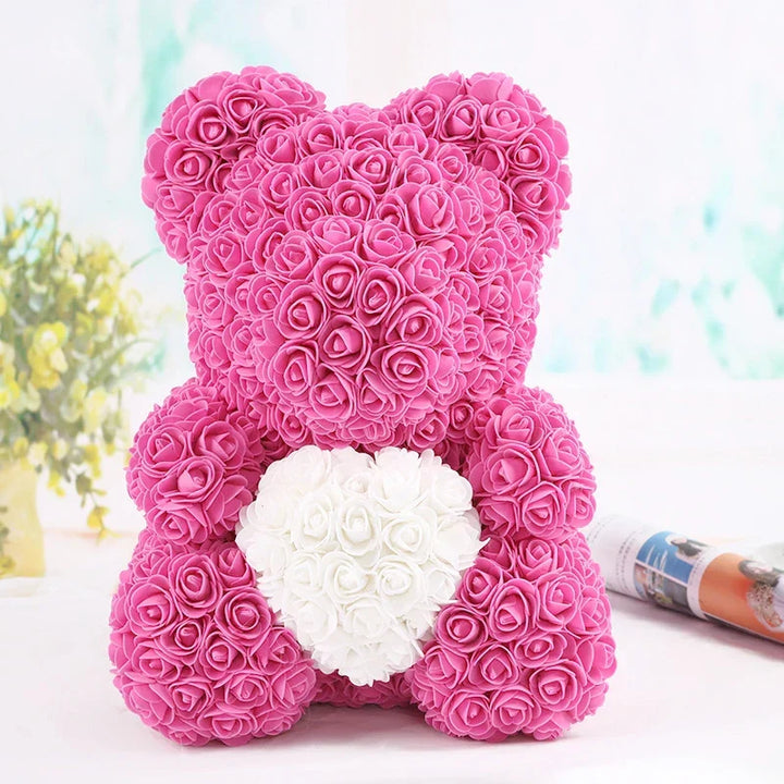VivaBloom Romantic Rose Bear | Elegant Handmade Rose Bear for Loving Moments