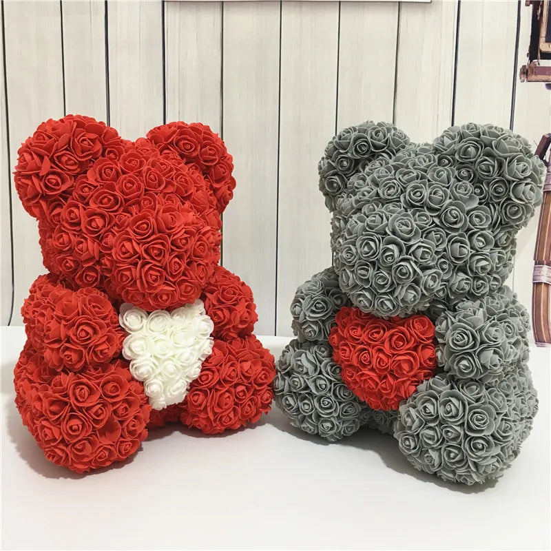 VivaBloom Romantic Rose Bear | Elegant Handmade Rose Bear for Loving Moments