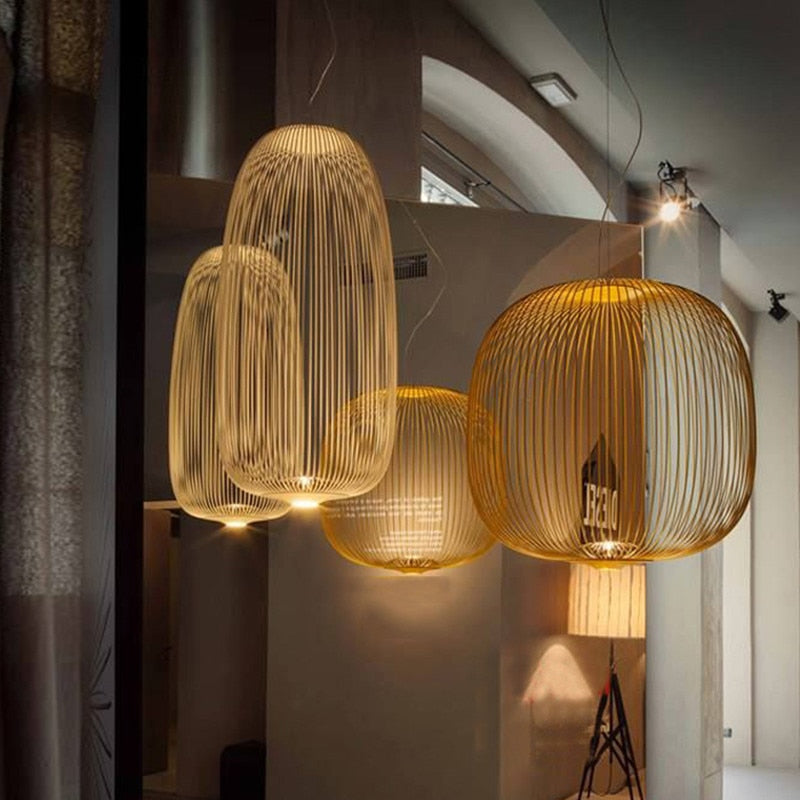 Iron Pendant Light with Spoke Pattern, 35 cm Width, 135 cm Drop