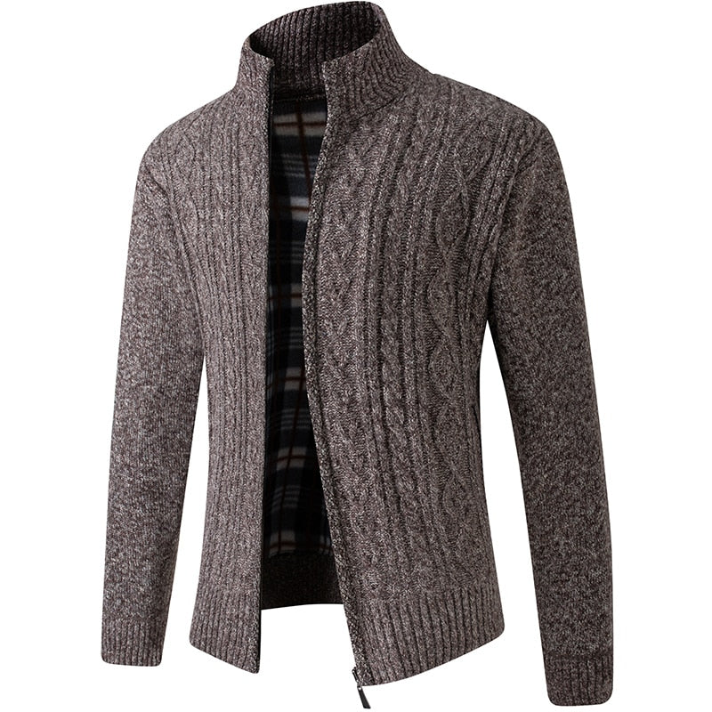 Lined Zip-Up Knitted Cardigan for Men - Victor