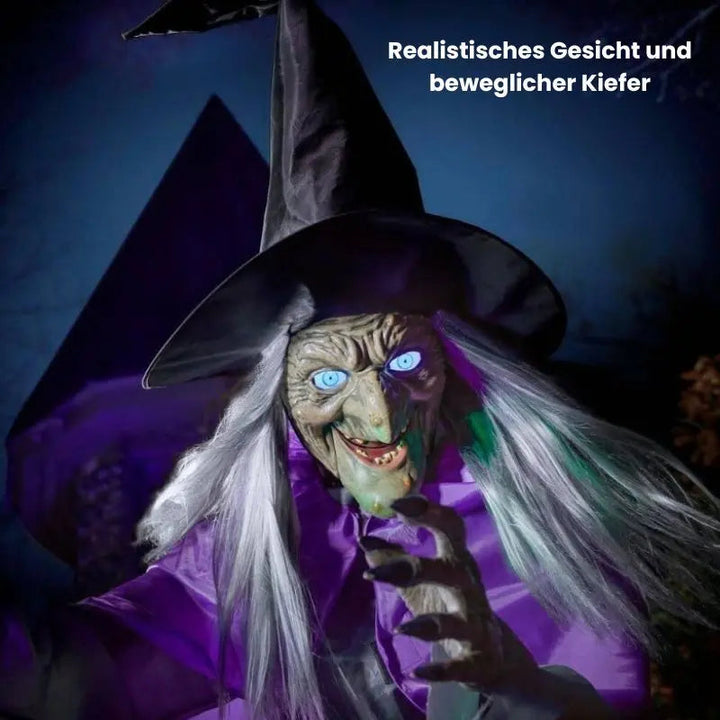 SpookFlight Flying Witch – Moving Halloween Decoration with Light and Sound
