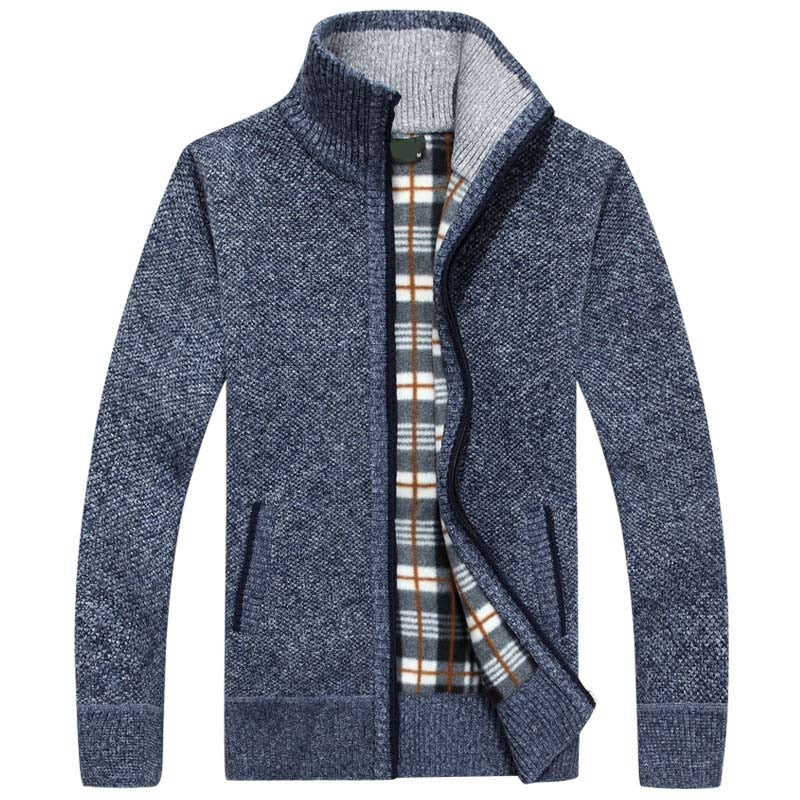 Lined Zip-Up Knitted Cardigan for Men - Victor
