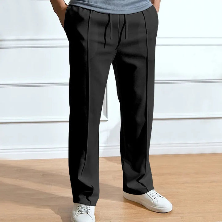Men's slim-fit trousers with elasticated drawstring waistband