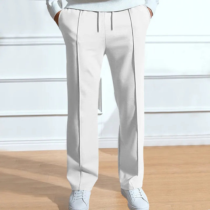 Men's slim-fit trousers with elasticated drawstring waistband