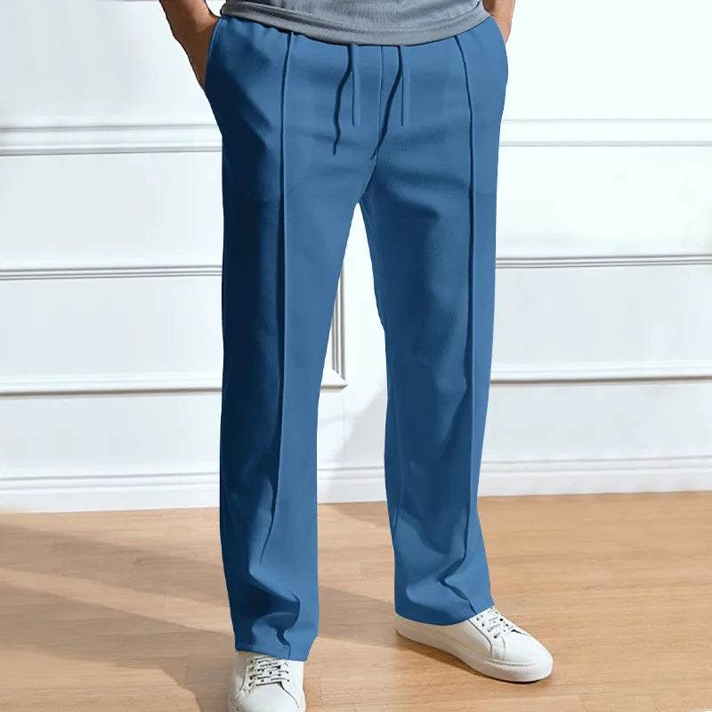 Men's Slim-Fit Trousers with Elasticated Drawstring Waist