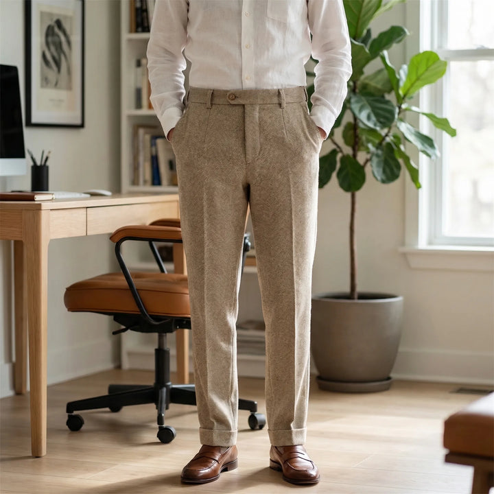 Herringbone Slim-Cut Trousers - Martin