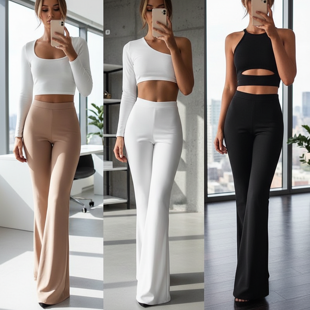 High-Waisted Flared Trousers - Annika