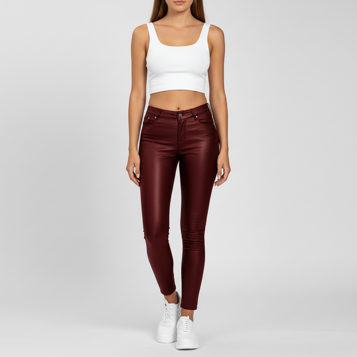 High-Waisted Leather Trousers - Emilia
