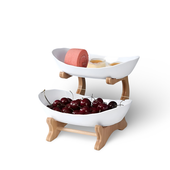 Multi-Tier Wooden Fruit Stand - Modern Fruit Bowl