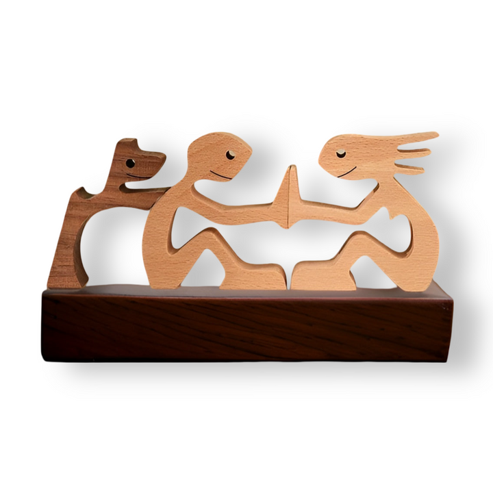 Paws of Love - Hund und Mensch Holzskulptur, Handgefertigt - Symbol Ewiger Verbundenheit
