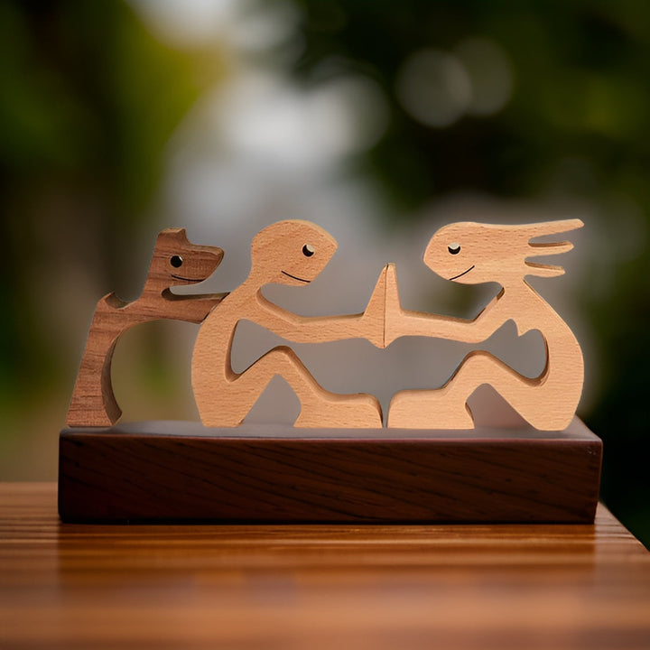 Paws of Love - Hund und Mensch Holzskulptur, Handgefertigt - Symbol Ewiger Verbundenheit