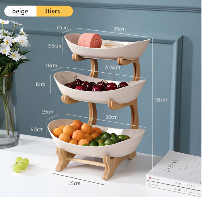 Mehrstöckiger Obstkorb aus Holz - Moderner Obstständer