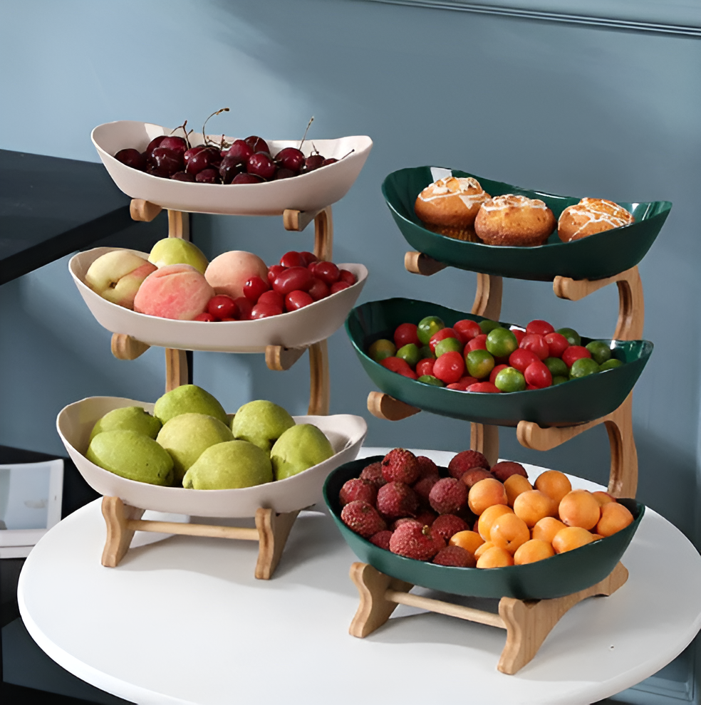 Mehrstöckiger Obstkorb aus Holz - Moderner Obstständer