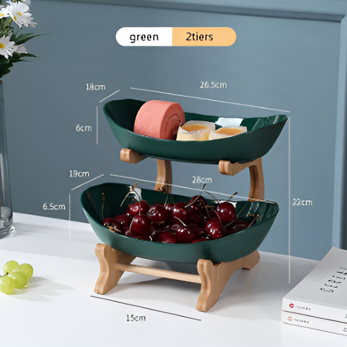 Multi-Tier Wooden Fruit Stand - Modern Fruit Bowl