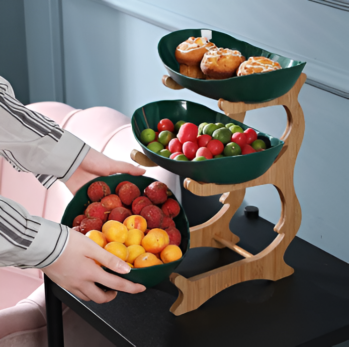 Mehrstöckiger Obstkorb aus Holz - Moderner Obstständer