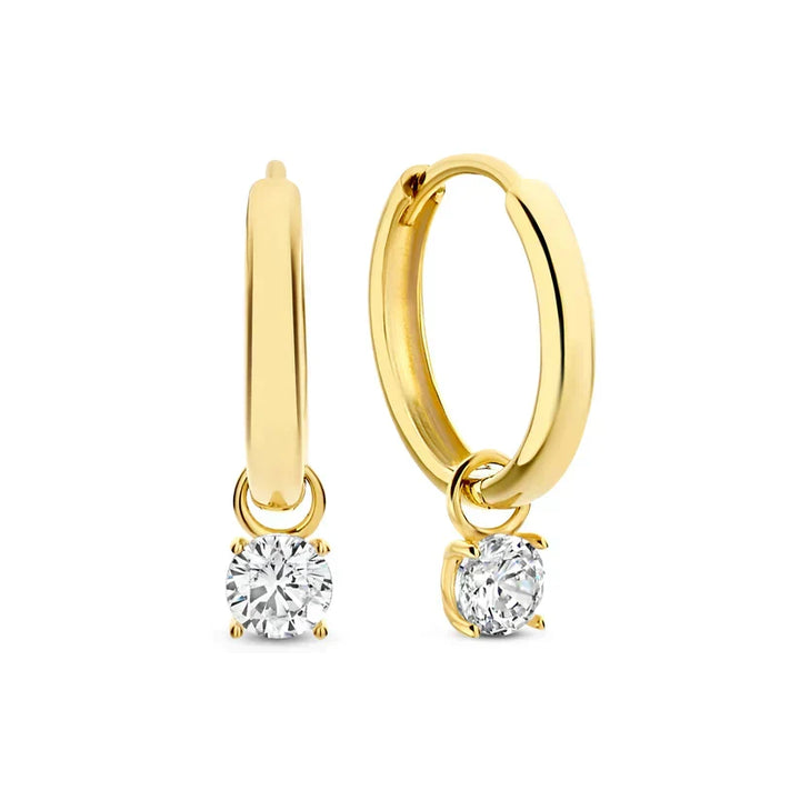 Soft Gold Earrings with an Elegant Little Stone