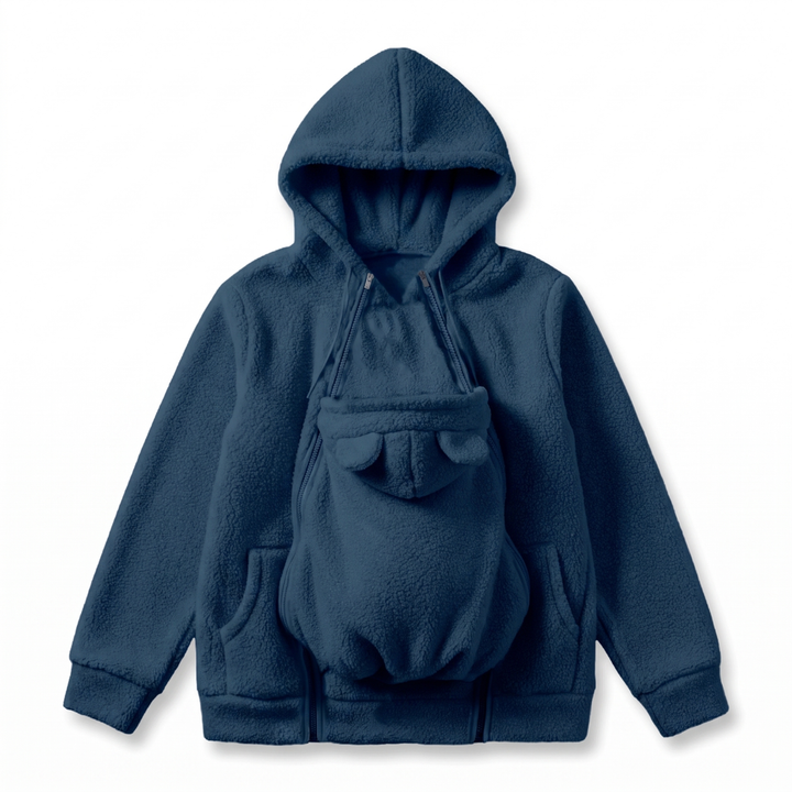 Soft Fleece Baby-Carrying Hoodie with Front Pouch
