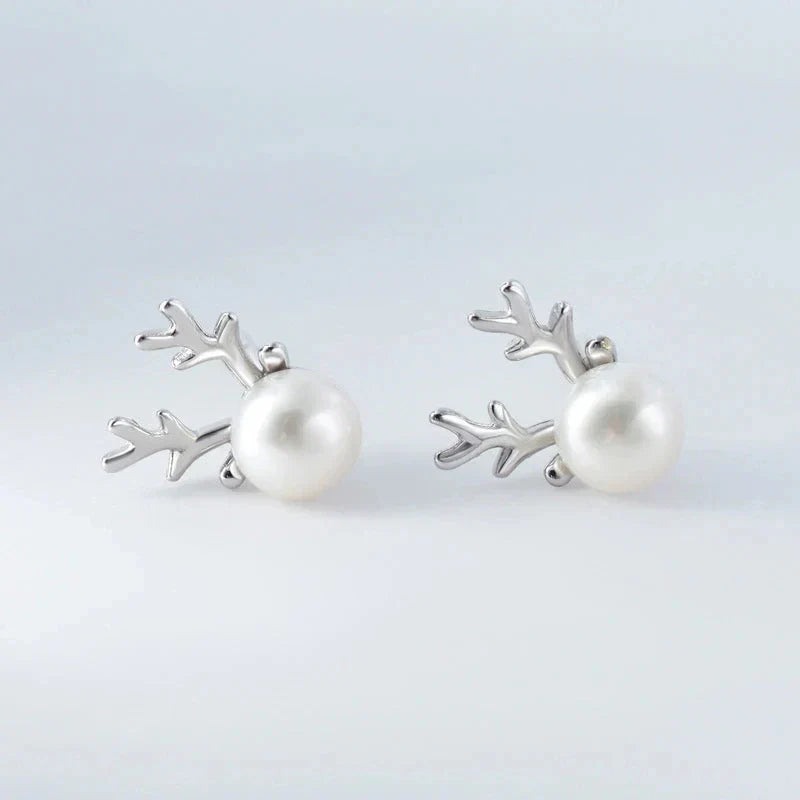 Deer Pearl Stud Earrings