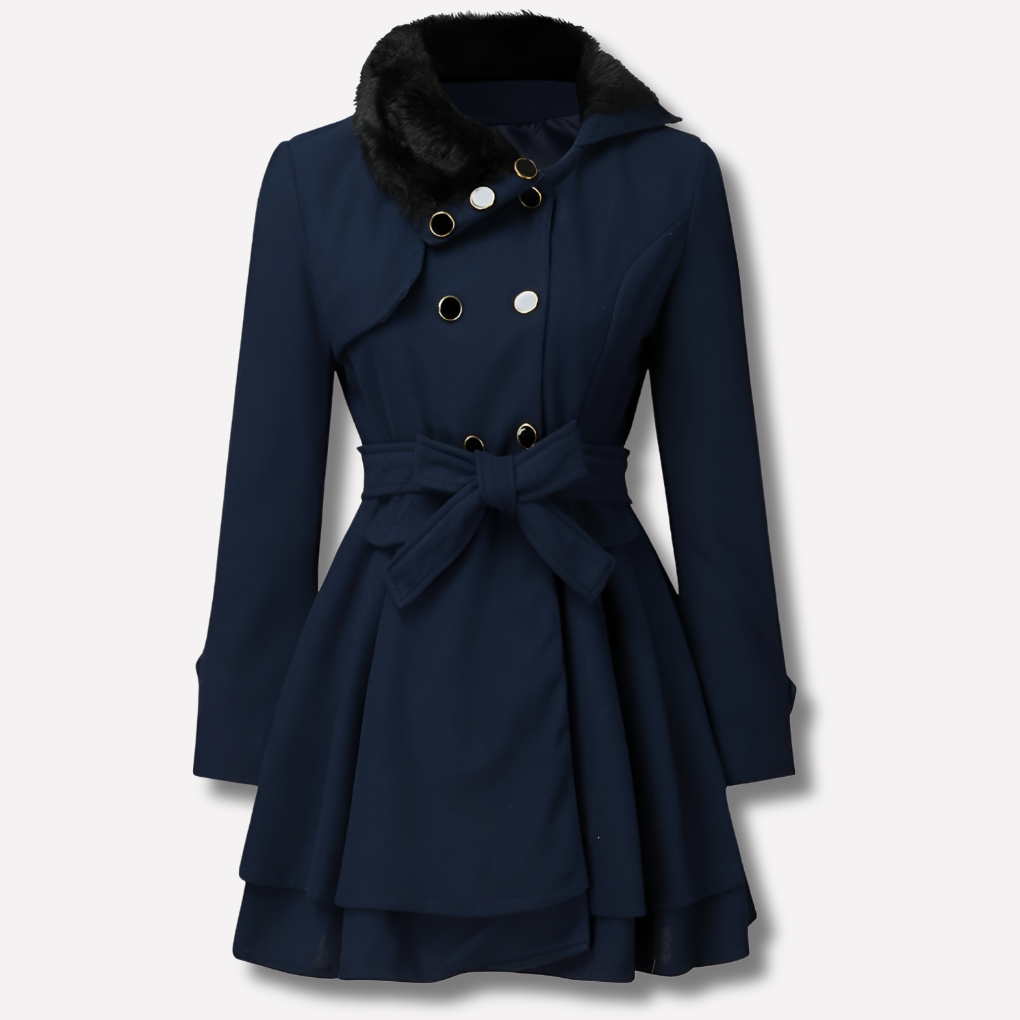 Women’s Winter Coat with Buttons and Belt