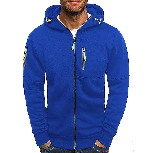 Men's Hooded Jacket with Zip | Sporty Style with Hood and Pockets