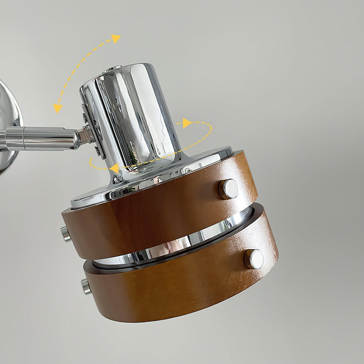 Flare Chrome Wood Mid-Century Wall Light
