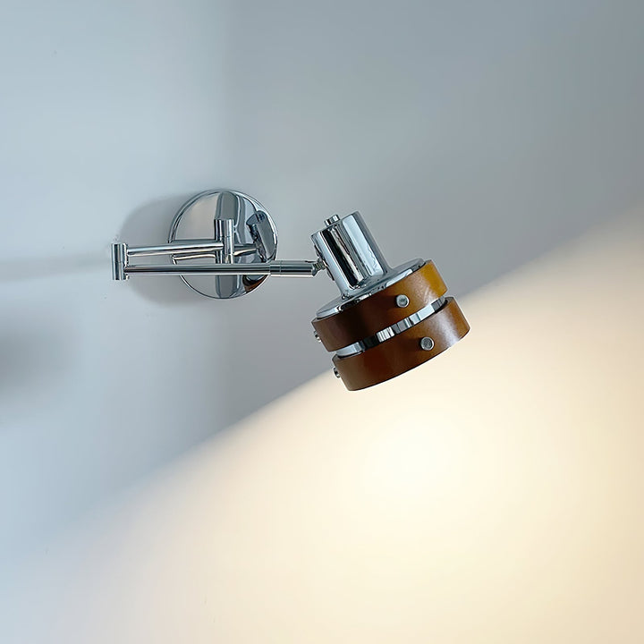 Flare Chrome Wood Mid-Century Wall Light