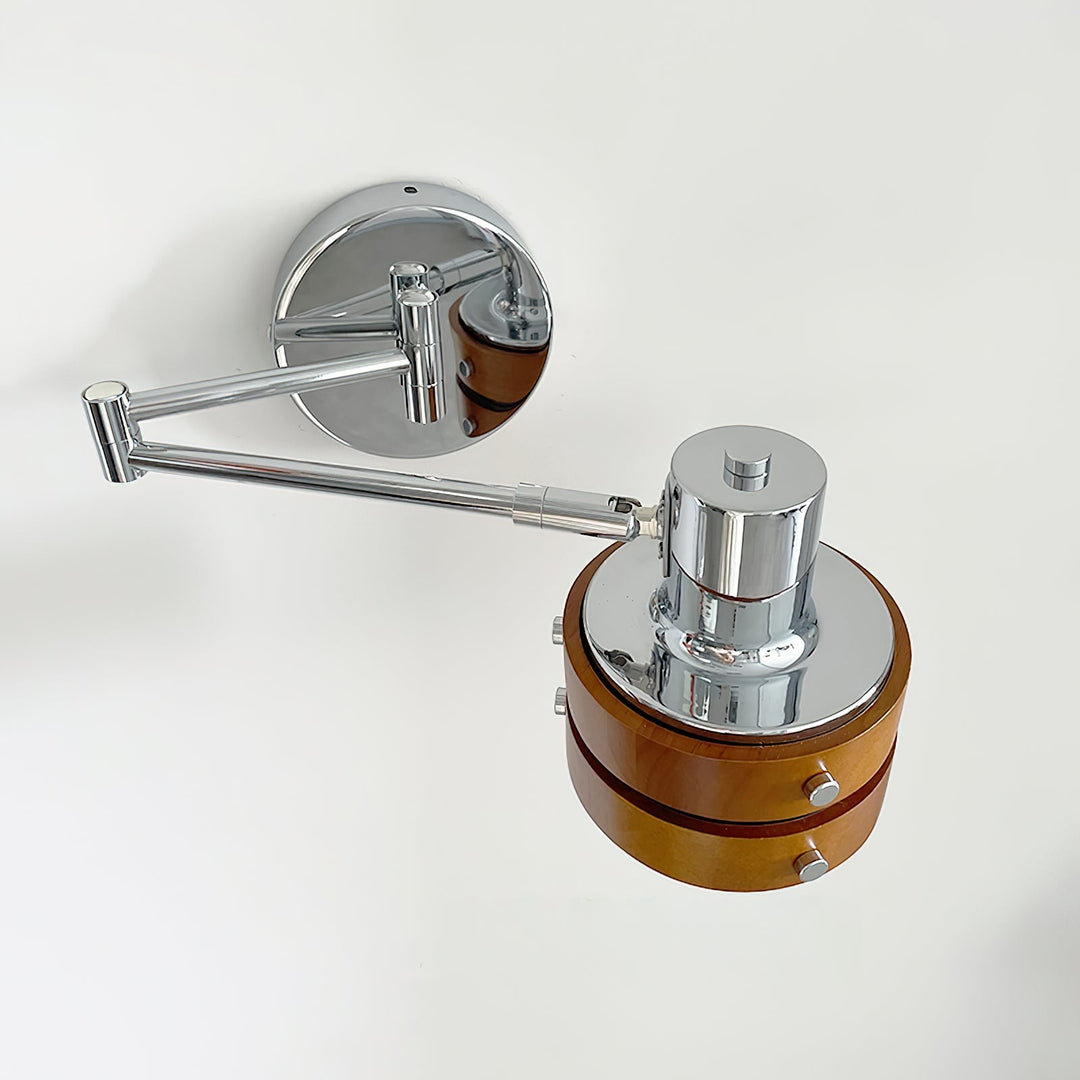 Flare Chrome Wood Mid-Century Wall Light