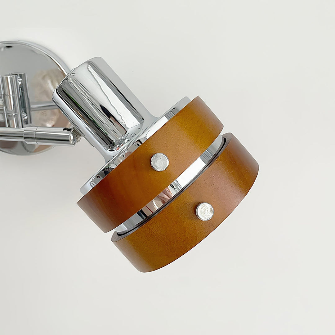 Flare Chrome Wood Mid-Century Wall Light