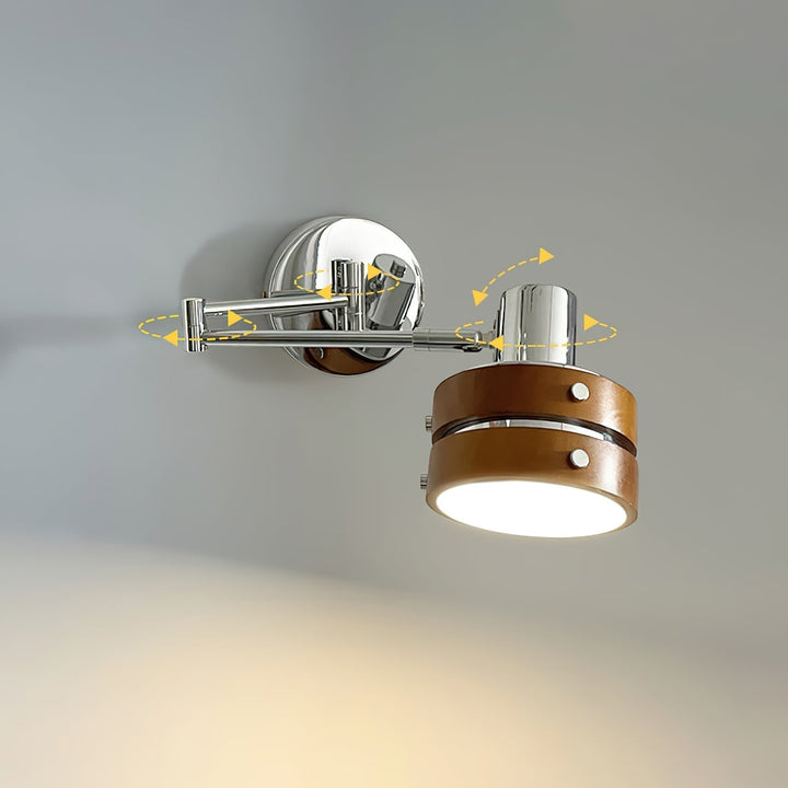 Flare Chrome Wood Mid-Century Wall Light