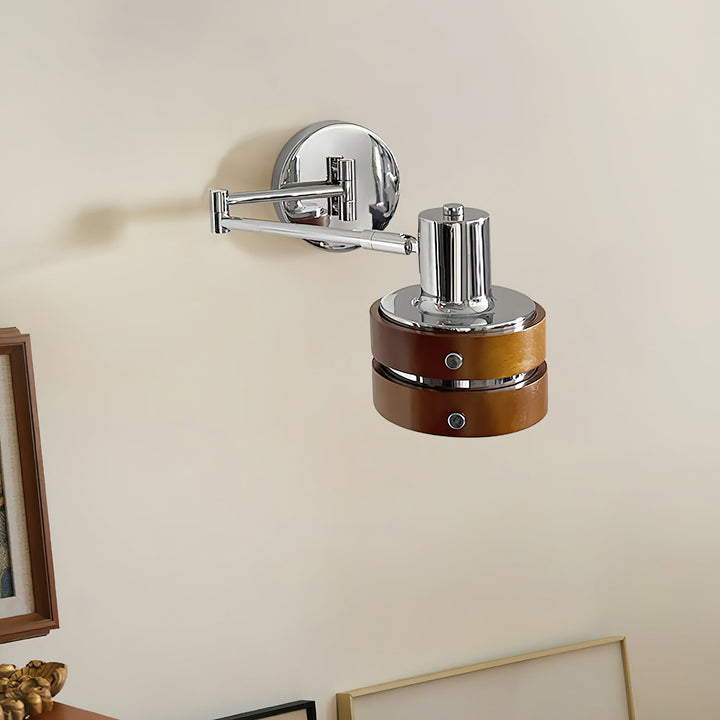 Flare Chrome Wood Mid-Century Wall Light