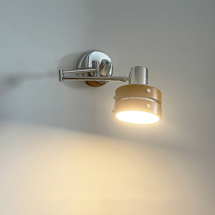 Flare Chrome Wood Mid-Century Wall Light