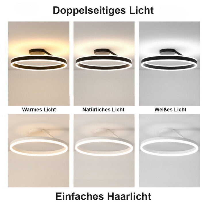 Arisha Moderne LED-Ringdeckenleuchte Schwarz/Weiß Wohnzimmer Flur Metall