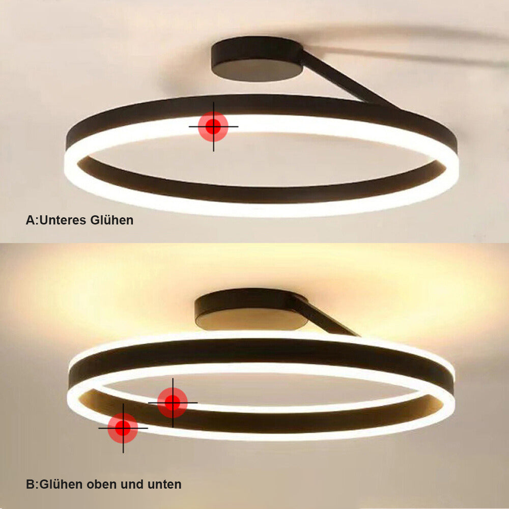 Arisha Moderne LED-Ringdeckenleuchte Schwarz/Weiß Wohnzimmer Flur Metall